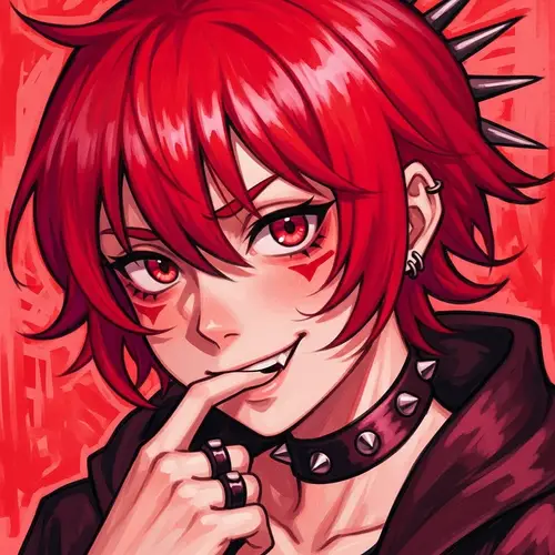 Anime-Inspired Vibrant Digital Painting in Red and Pink Tones