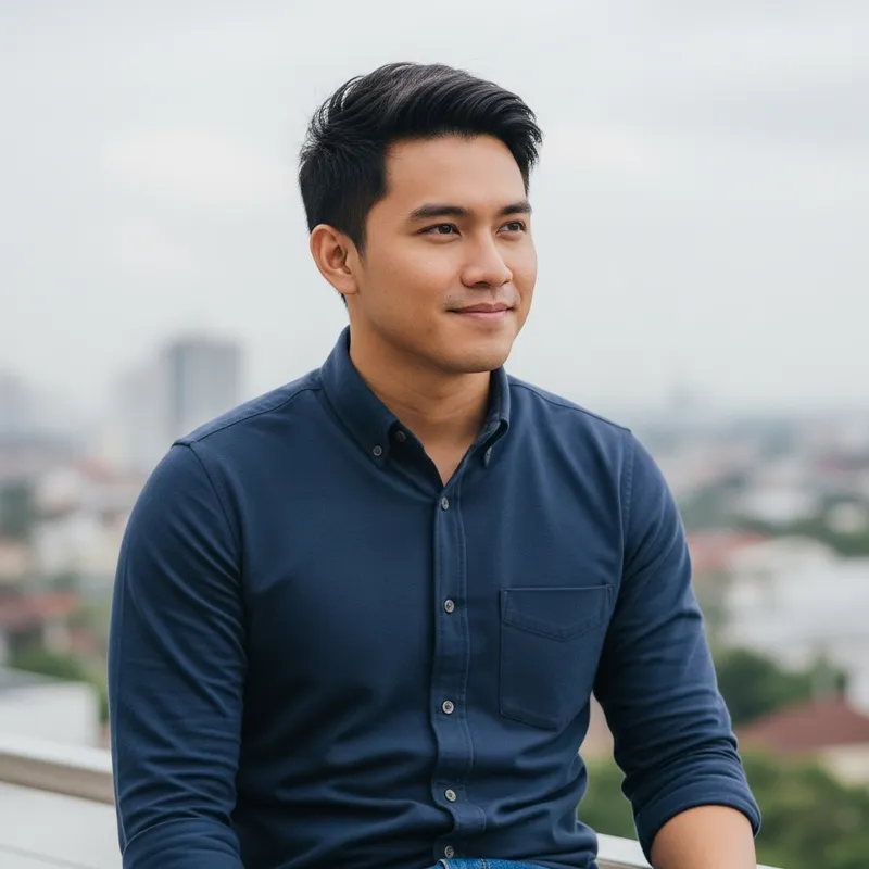 Handsome 32-Year-Old Man Smiling Sweetly | Cityscape Portrait