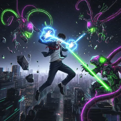 Epic Battle: High School Student vs Virtual Reality Space Monsters