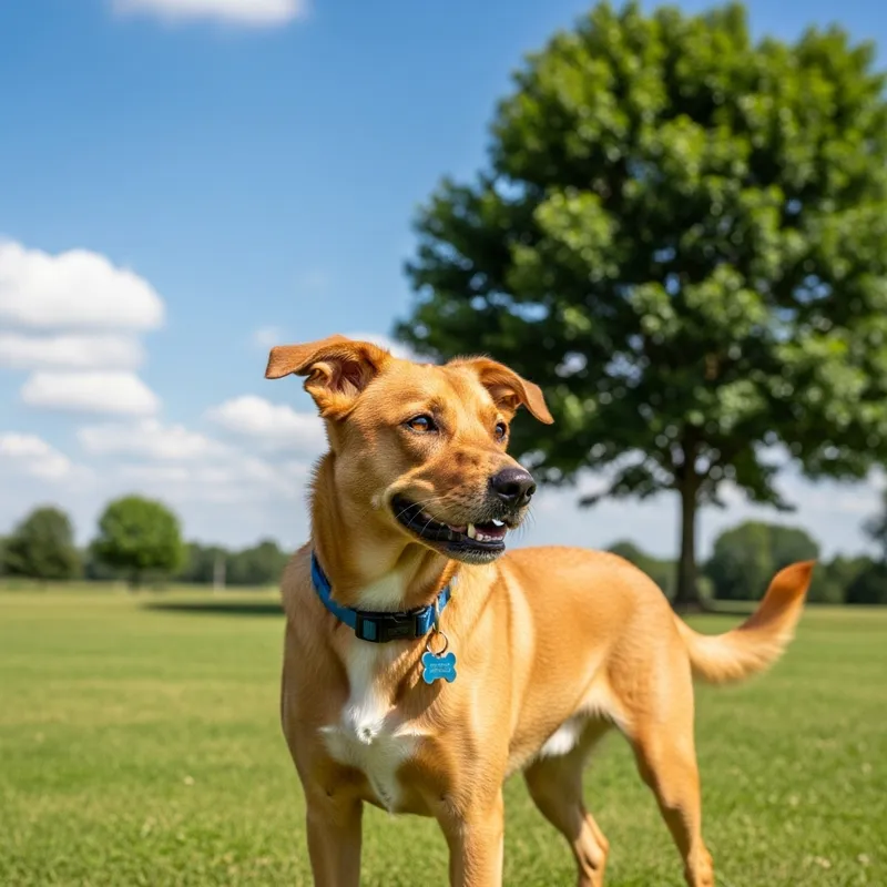 Happy Dog Playing on Green Grass
