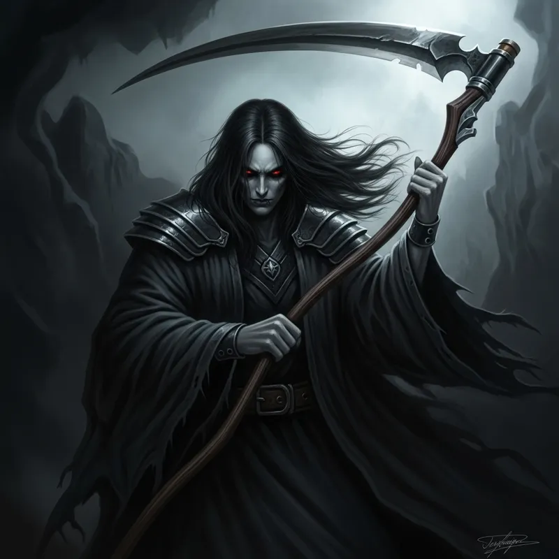 Dark Fantasy Illustration of Grim Reaper with Scythe Dark Fantasy Illustration of Grim Reaper with Scythe
