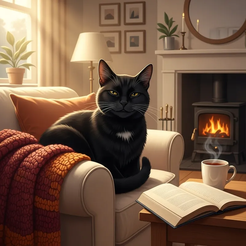 Asla the Black Cat in Cozy Home Setting