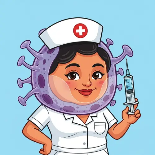 Cute Cartoon T Helper Cell Nurse with Syringe