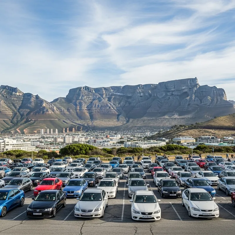 Fleet of Cars by Table Mountain, Cape Town - Photographic Style