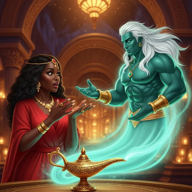 Magical Genie Grants Desires to Person with a Wishful Spirit