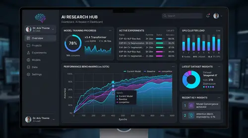 AI Research Dashboard UI: Sleek & Minimalist Design