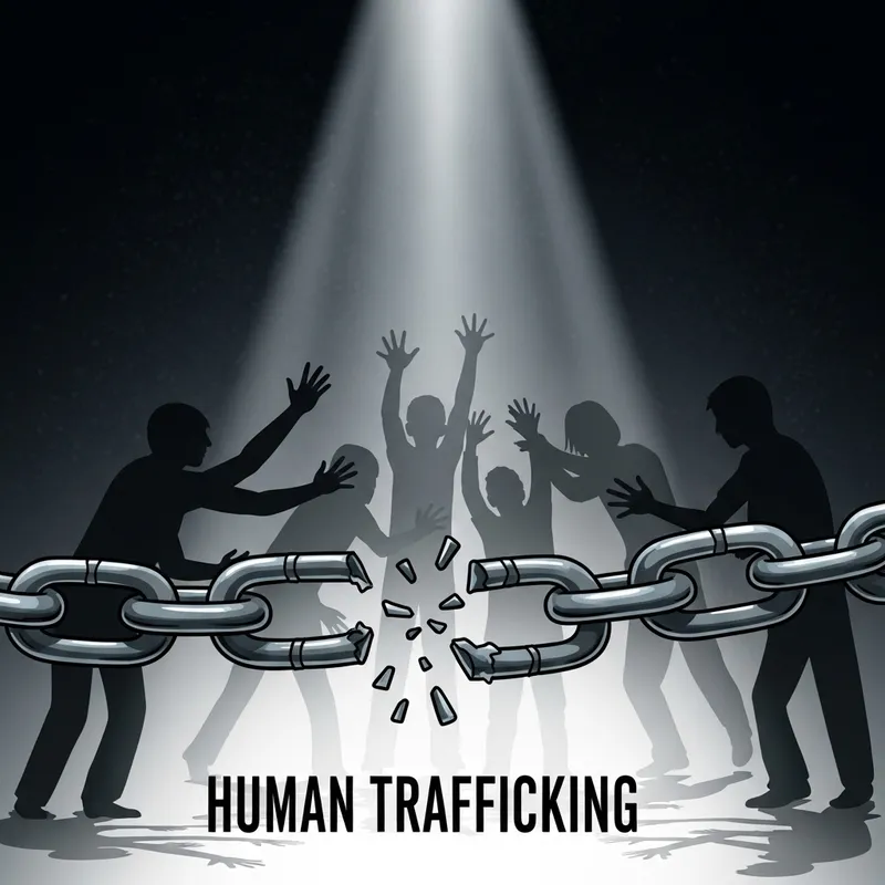 Symbolic Cartoon on Human Trafficking Issue
