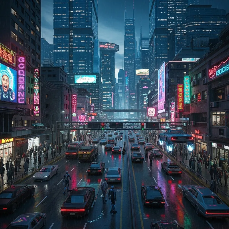 Futuristic Cyberpunk City at Night