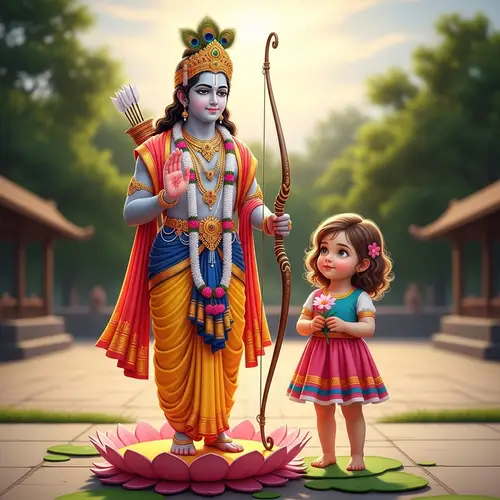 Divine Figure with Peaceful Aura and Curious Girl | 3D Illusion Art