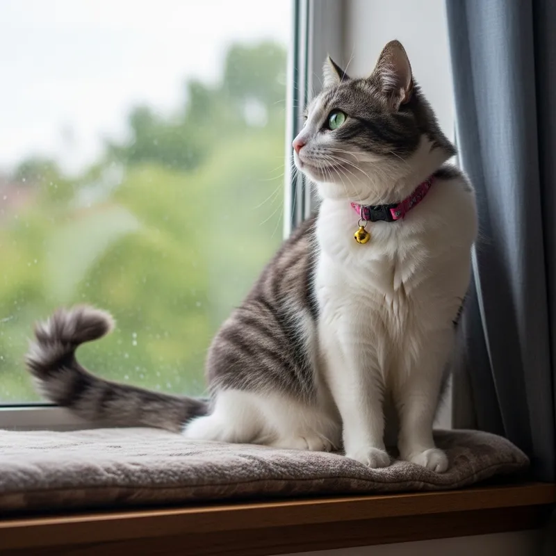 Beautiful Cat Sitting by the Window | Cozy Feline Watching