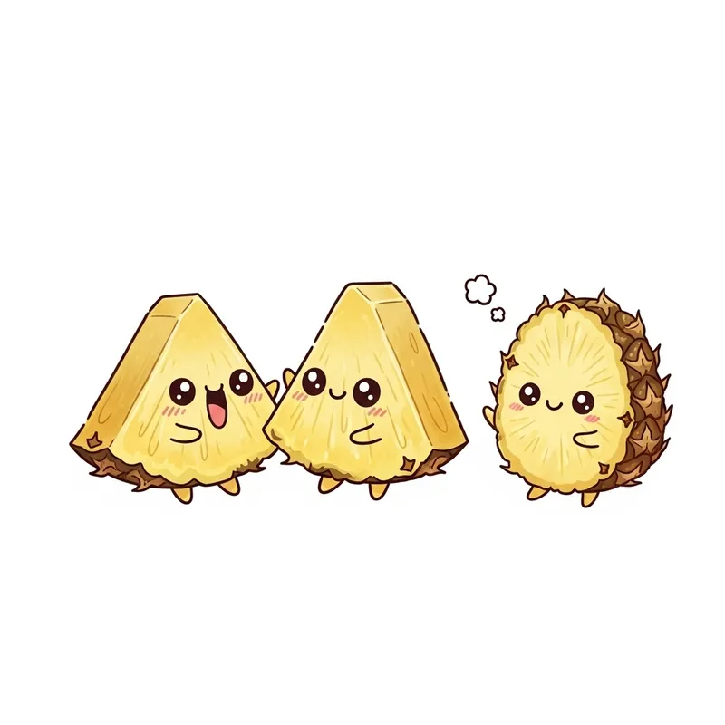 Adorable Kawaii Pineapple Slices Artwork - Cute & Playful Designs