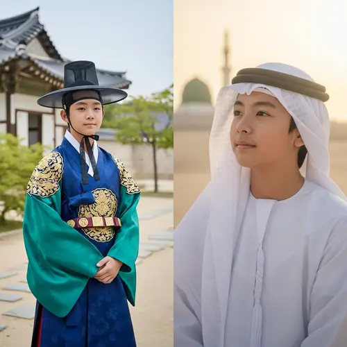 Korean Boy Transforms into Saudi Arabian Religious Figure