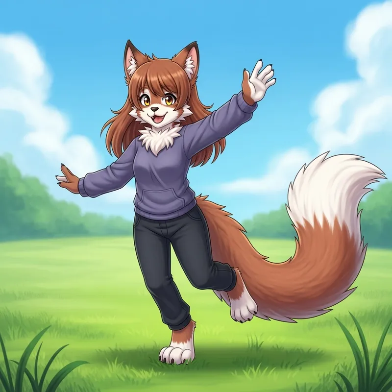 Enfant Fille Furry: Playful Girl Character Illustration