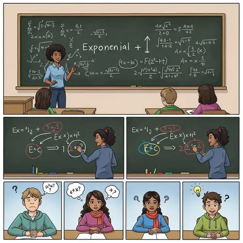 Educational Comic Strip: Exploring Exponential Equations