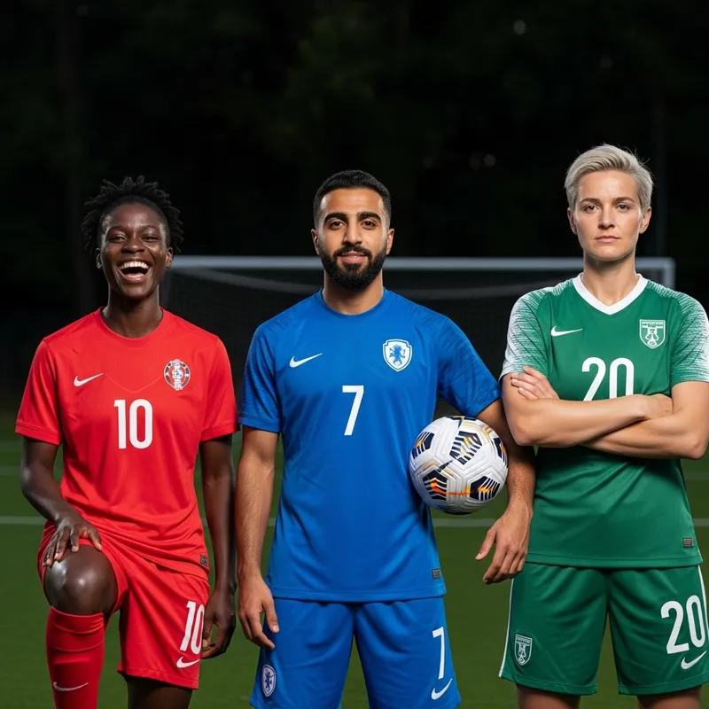 Diverse Soccer Players Posing Together Diverse Soccer Players Posing Together