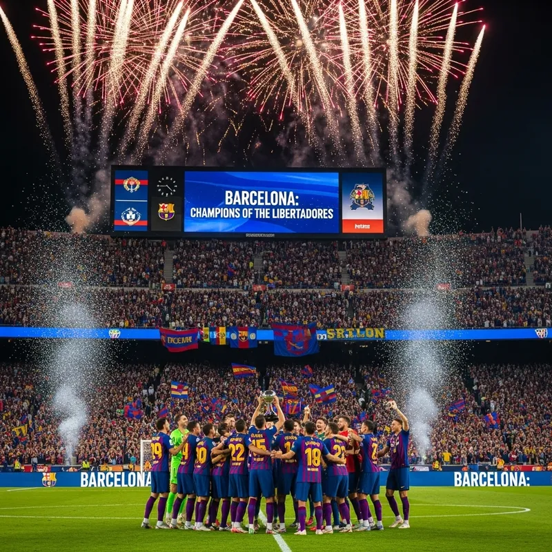 Triumphant scene at a major football stadium Triumphant scene at a major football stadium