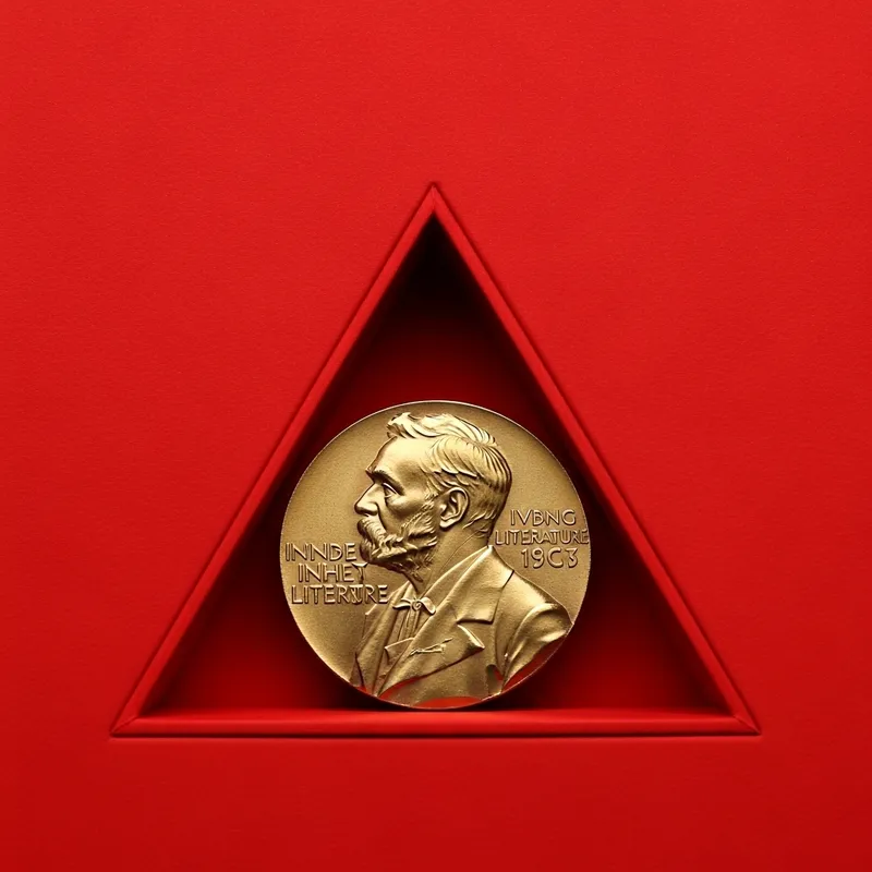 Nobel Prize Medal in Rich Red Triangle