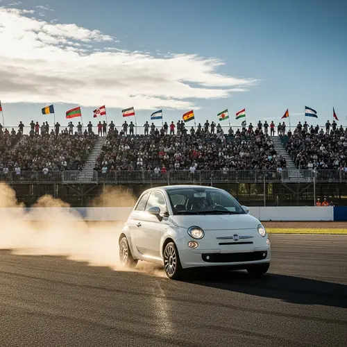 White Fiat 500 Racing on Track | Exciting Car Speed Scene