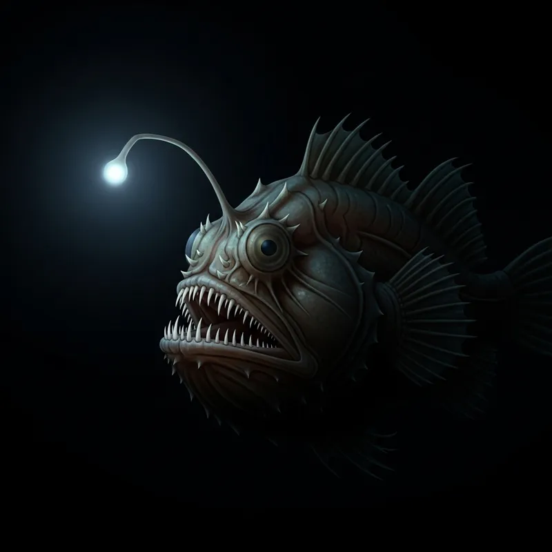 Realistic Anglerfish in Dark Ocean Depths - Mesmerizing Image