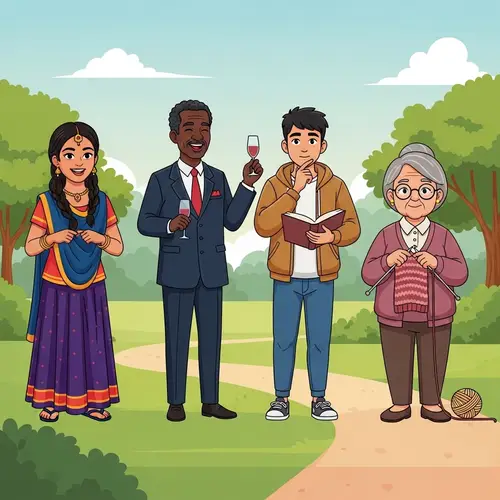 Diverse Group of People in a Serene Park Setting