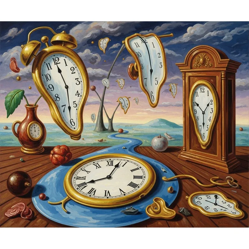 Distorted Clocks and Melting Objects: A Surrealistic Time Representation