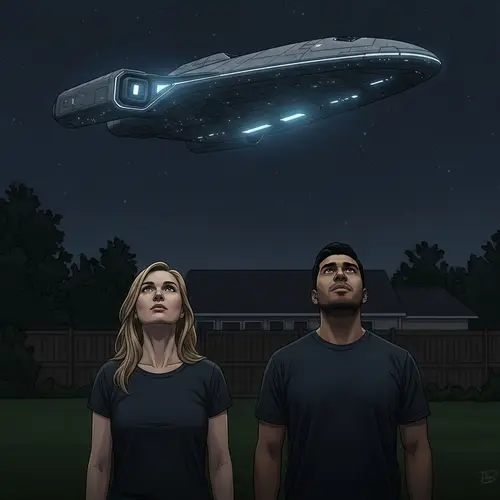 Night Sky Spaceship Mystery | Intriguing Illustration