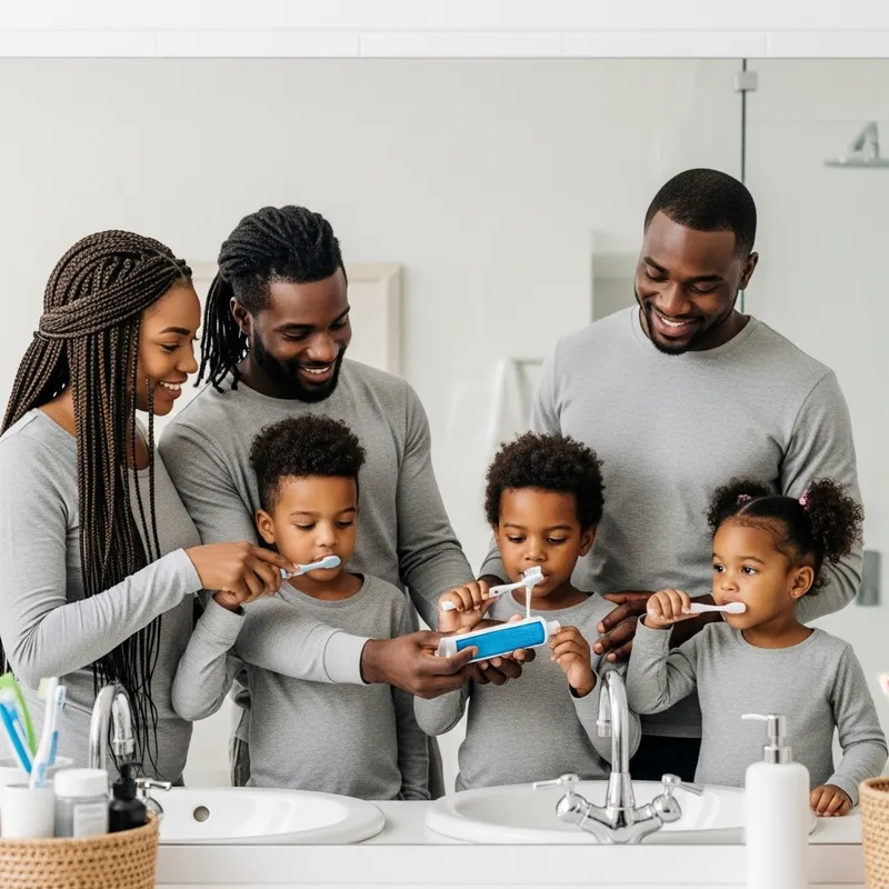 Heartwarming Black Family Moment: Toothpaste Routine