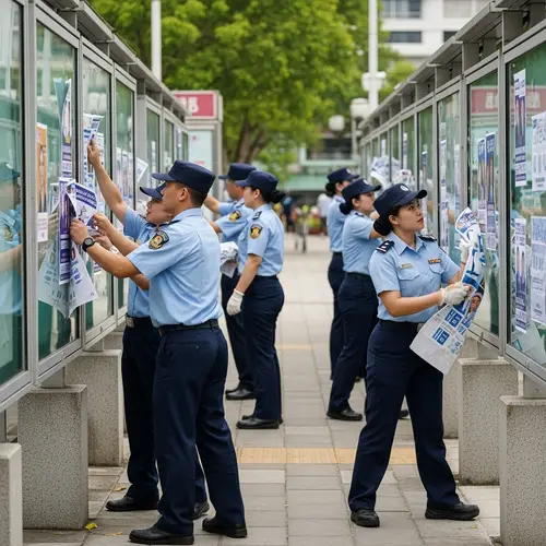 Diverse Civil Servants Clearing Campaign Posters | 2024 Elections
