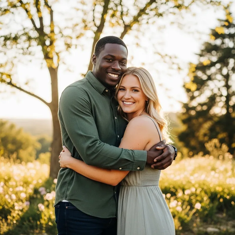 Interracial Love: Hispanic Man and Blonde Woman Embrace