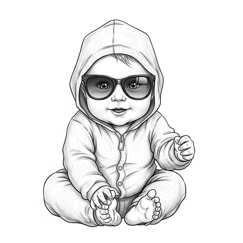 Unique Baby Drawing | Joyful 2D Portrait with Distinctive Features