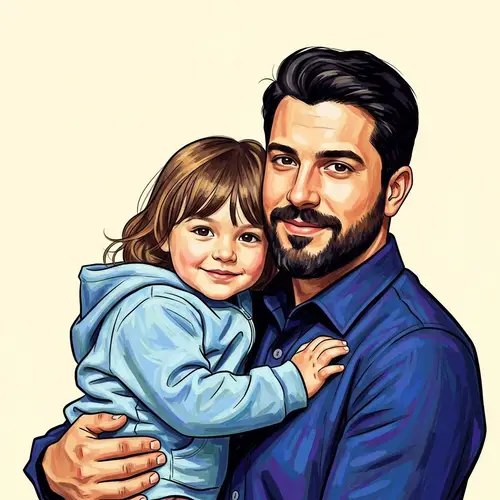Heartwarming Father and Child Portrait Art