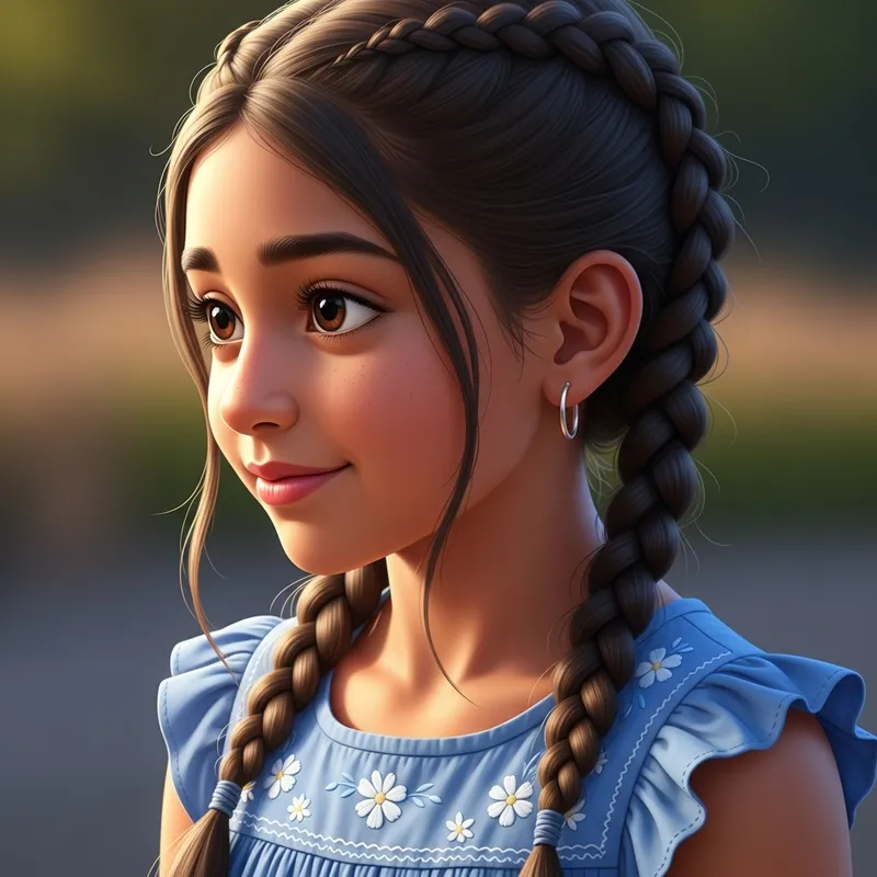 Profile of a Young Girl: Hair Style and Beauty Features