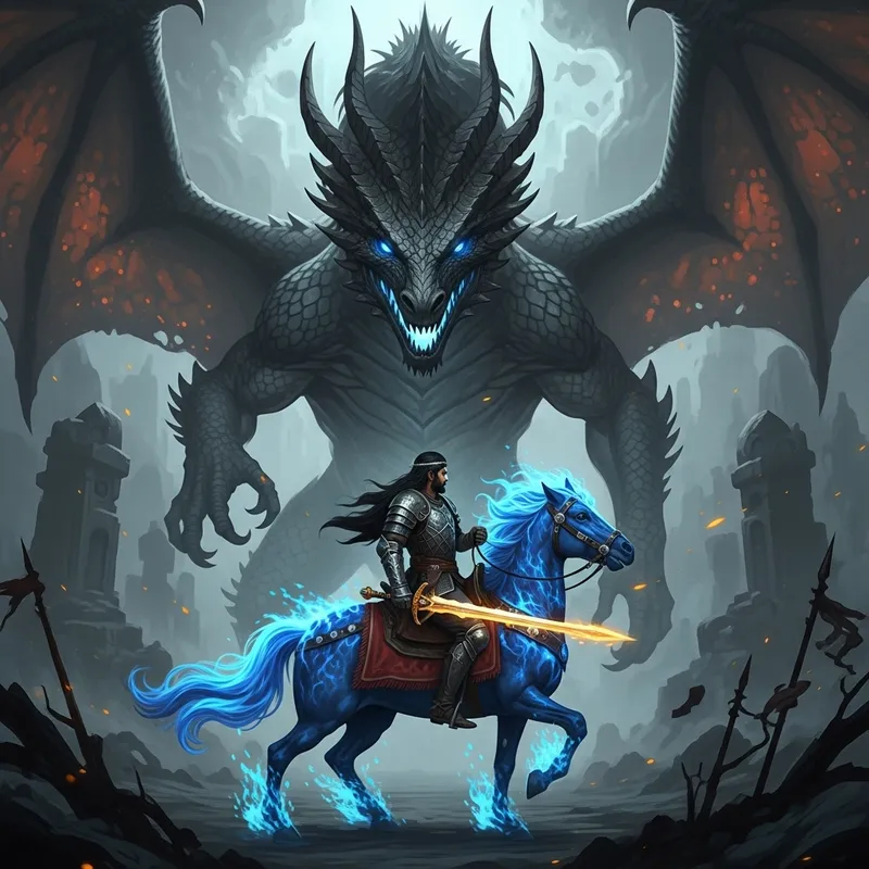 Epic Dragon vs Knight Battle in Mystical Realm
