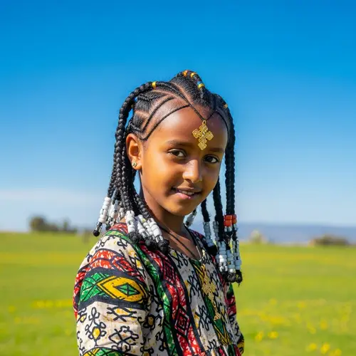 Charming Ethiopian Girl in Vibrant Meadow