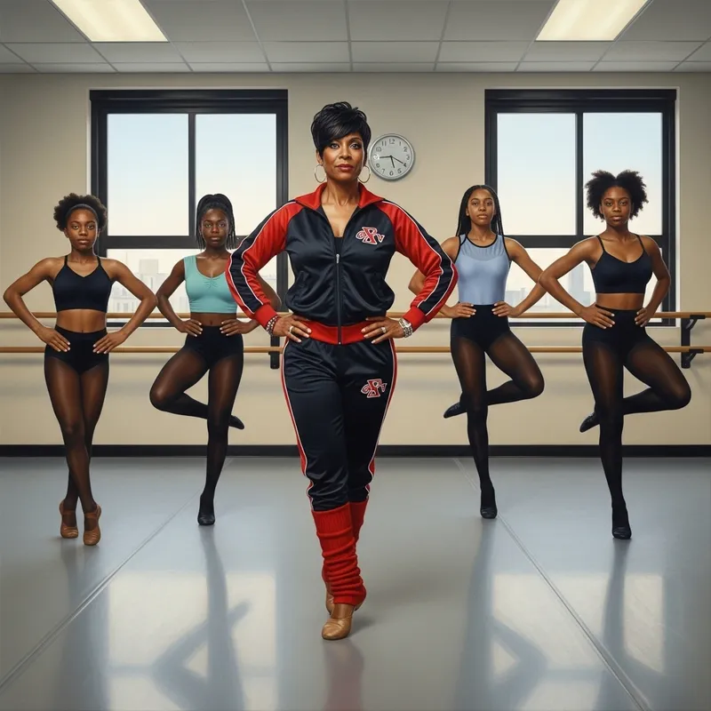 Dynamic Afro-American Dance Teacher with High School Students in Dance Studio