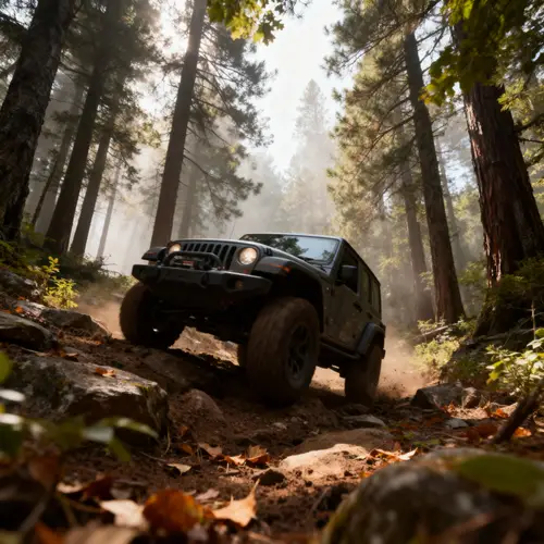 Off-Road Jeep Adventures in Misty Forests