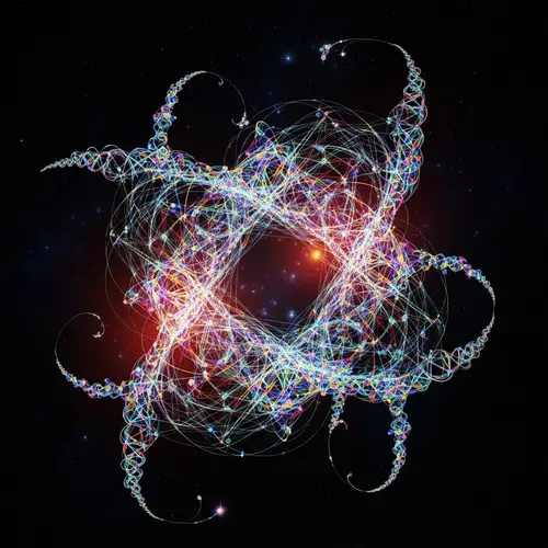 Abstract Quantum Physics Art | Cosmic Dance of Energy Particles