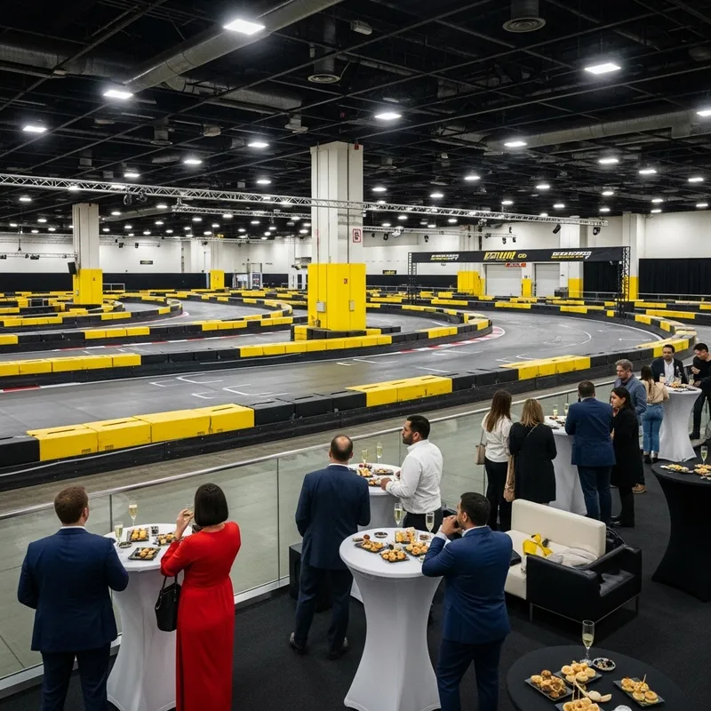 Exciting Indoor Electric Karting Circuit with VIP Stands and Champagne at Convention Center Exciting Indoor Electric Karting Circuit with VIP Stands and Champagne at Convention Center
