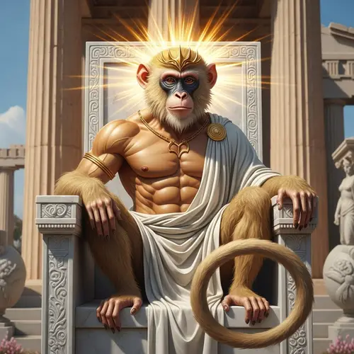 Greek God Monkey: Mythological Creature with Radiant Aura