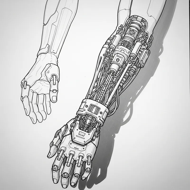 Cyberpunk Implant Forearm Sketch: Futuristic Design