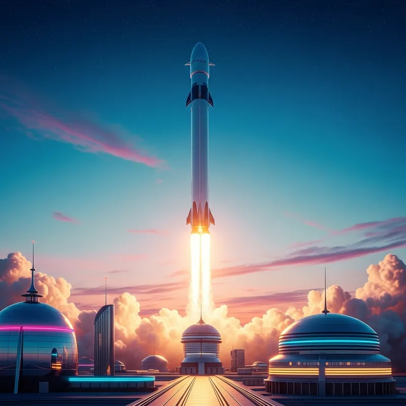 SpaceX Rocket Launch: Retro Futurism in Action
