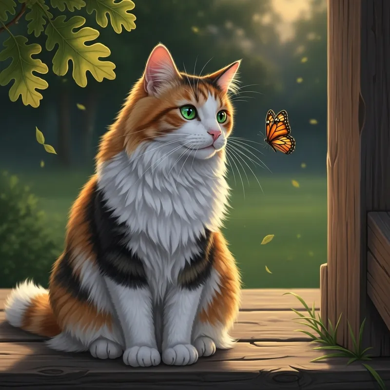 Elegant Medium-Length Fur Cat in Vibrant Orange, White & Black