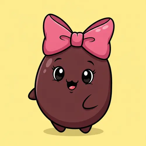 Adorable Dark Brown Bean-Shaped Cartoon Character