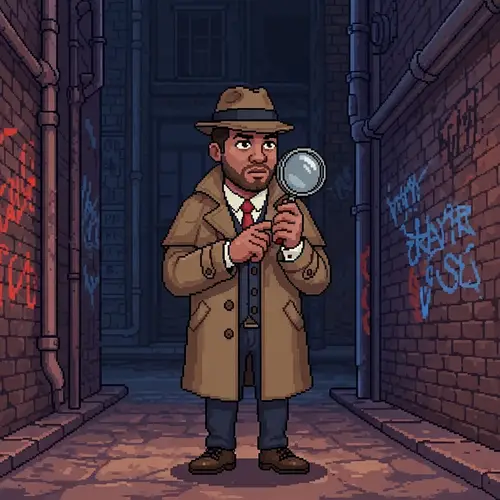Diverse Detective Pixel Art Illustration
