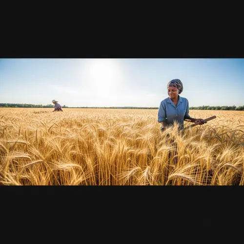Black Female Farmer Amidst Golden Wheat Field - Rural Life Captured