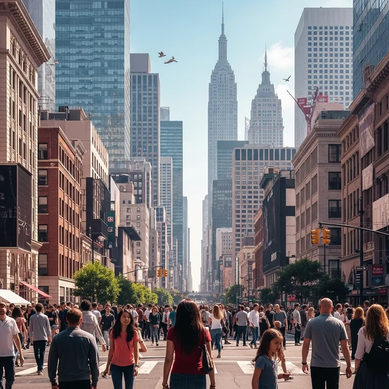Exploring Vibrant Cityscape through Pedestrian's View in Photoshop