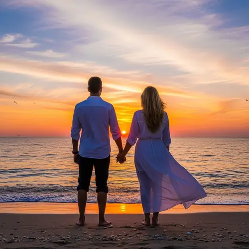 Couple Watching Sunset at the Beach
