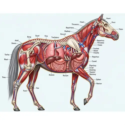 Horse Internal Anatomy: Detailed Cross-Sectional Representation