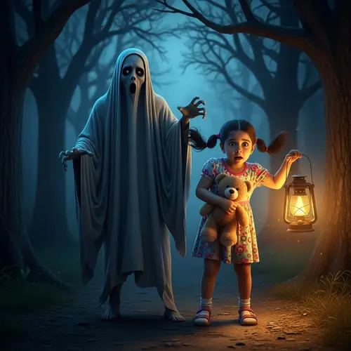 Scary Ghost and Scared Girl Encounter | Haunting Image