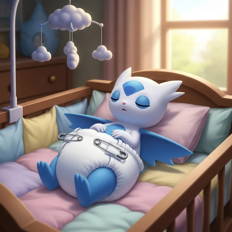 Legendario Latias Pokémon: Recién Nacido Durmiendo en Cuna, 1 Mes Legendario Latias Pokémon: Recién Nacido Durmiendo en Cuna, 1 Mes